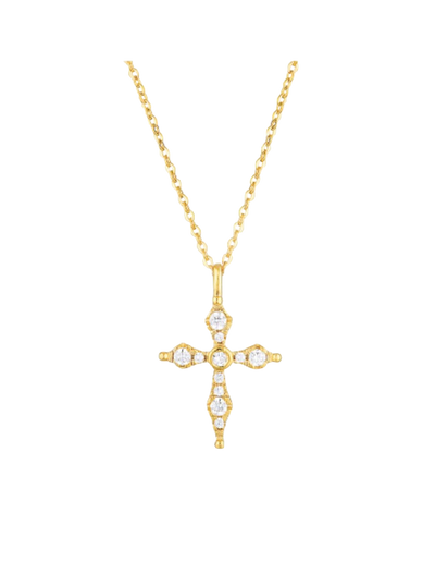 Georgini Bless Mini Cross Pendant w/ CZ - Gold | Mocha Australia