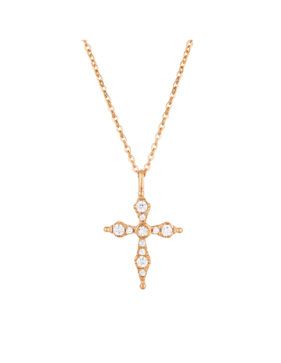 Georgini Bless Mini Cross Pendant w/ CZ - Rose Gold | Mocha Australia