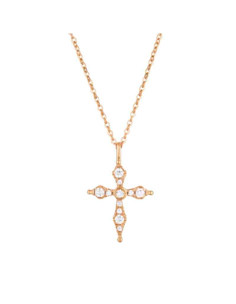 Georgini Bless Mini Cross Pendant w/ CZ - Rose Gold | Mocha Australia