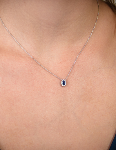 Georgini Aurora Glow Necklace - Silver/Sapphire | Mocha Australia