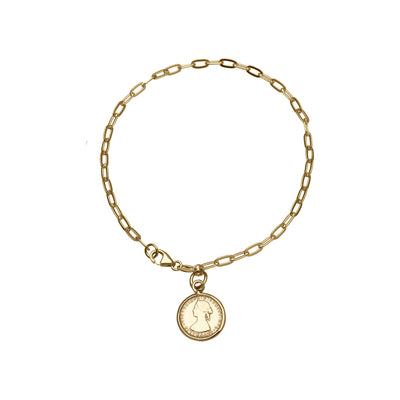 Von Treskow 9CT Gold Clip Chain Bracelet w/ Mini Token | Mocha Australia