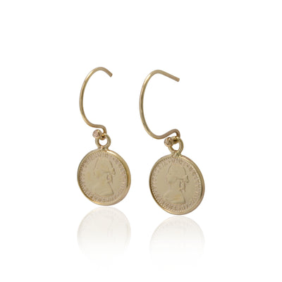 Von Treskow 9CT Gold Framed Mini Token Hook Earrings | Mocha Australia