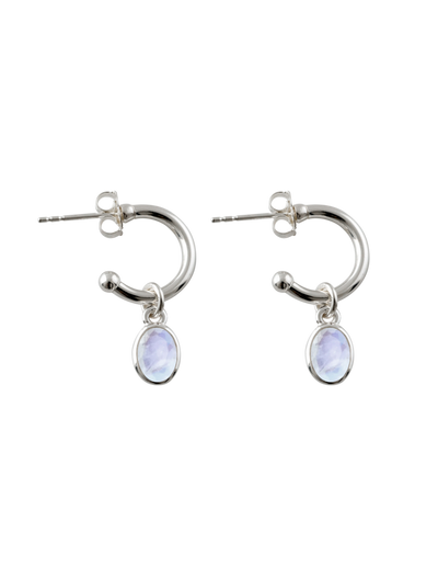 Von Treskow Open Hoop Studs Earrings w/ Moonstone | Mocha Australia