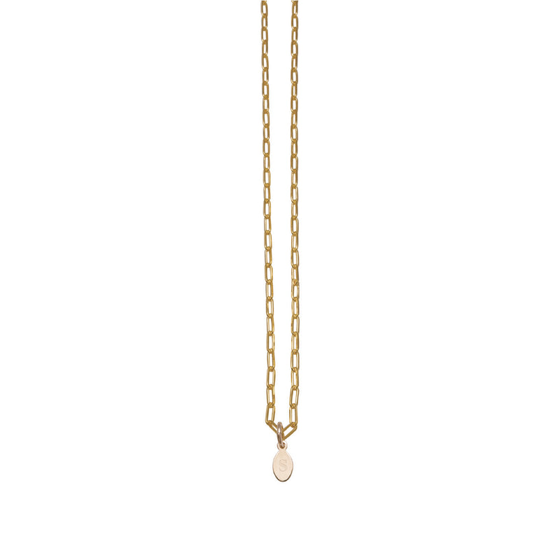 Von Treskow Fine Clip Chain Necklace w/ Oval Initial Charm - Gold | Mocha Australia