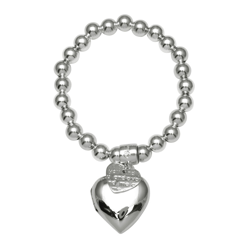 Von Treskow Ss 8mm Stretchy Bracelet w/ 25mm Heart locket | Mocha Australia