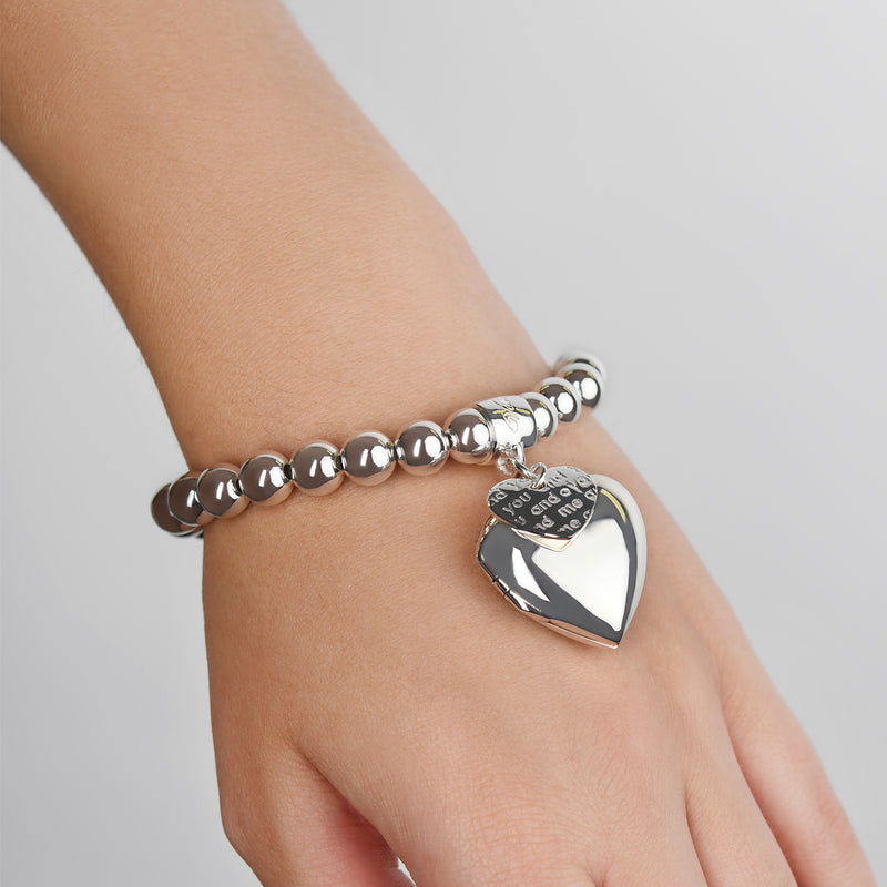 Von Treskow Ss 8mm Stretchy Bracelet w/ 25mm Heart locket | Mocha Australia