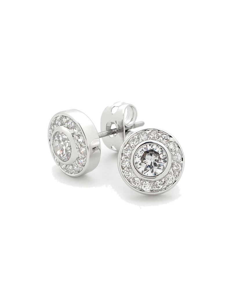Georgini Round Earrings w/ Cubic Zirconia- Silver | Mocha Australia