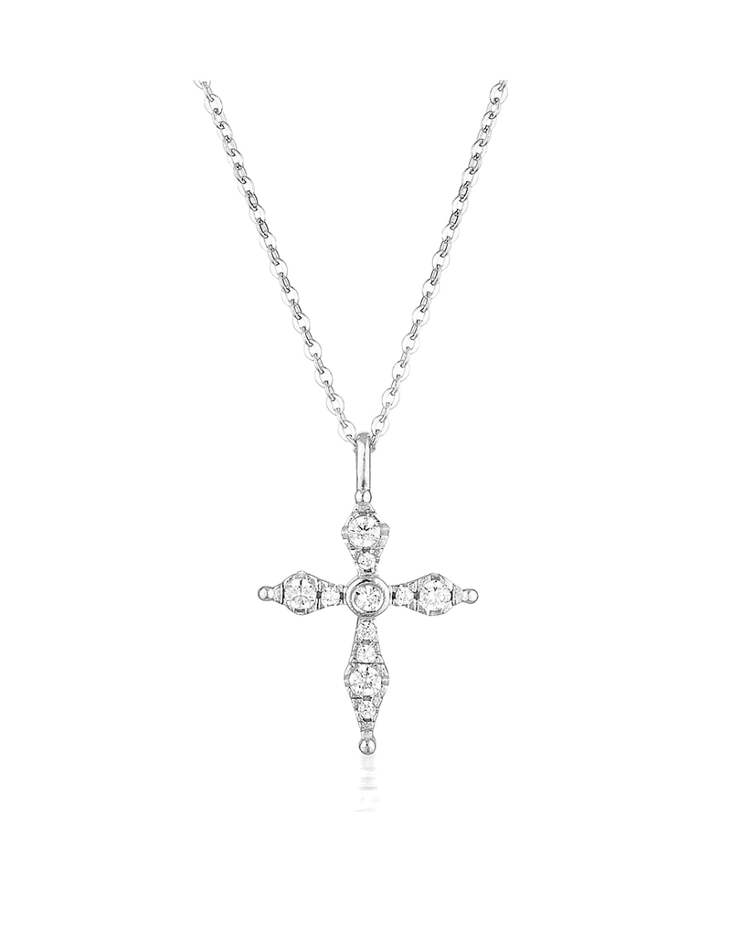 Georgini Bless Mini Cross Necklace w/ CZ - Silver | Mocha Australia